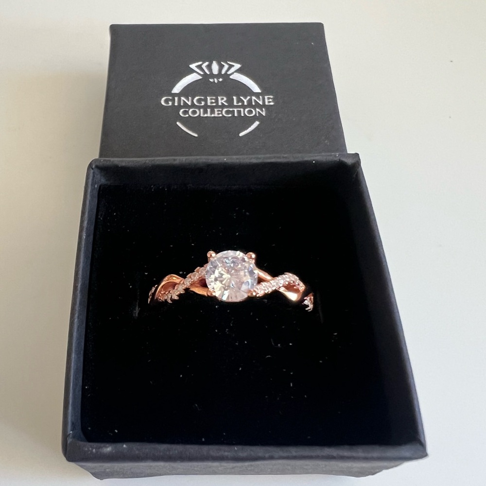 Twist CZ Engagement Rings for Women by Ginger Lyne - Picture 11 of 14